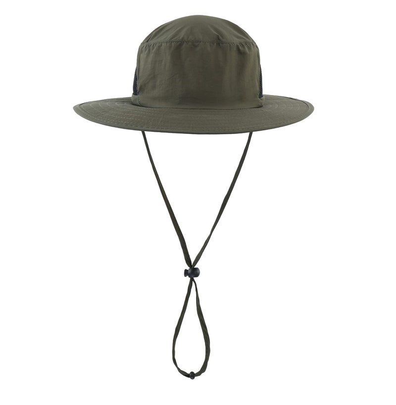 LLmoway Kids Outdoor Sun Hat Boys Wide Brim Breathable Bucket Hat Summer Quick Dry Hat Army Green - Image 2